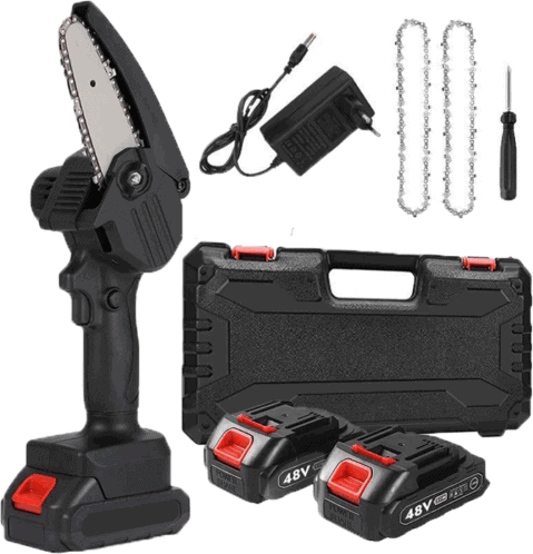 Mini Motosierra Eléctrica + Caja de Herramientas de 46 piezas